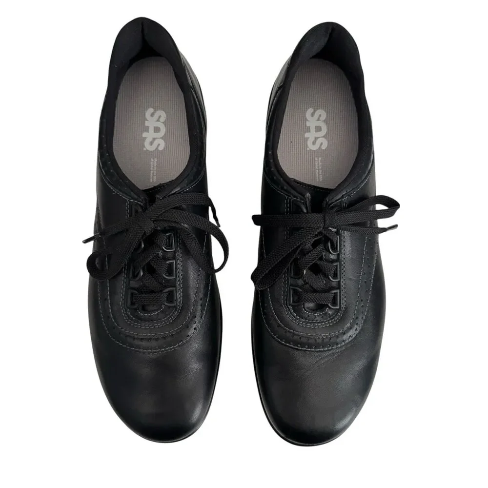 SAS Walk Easy‎ Black Leather Comfort Walking Shoes Women’s 9.5N $209 Made In USA
